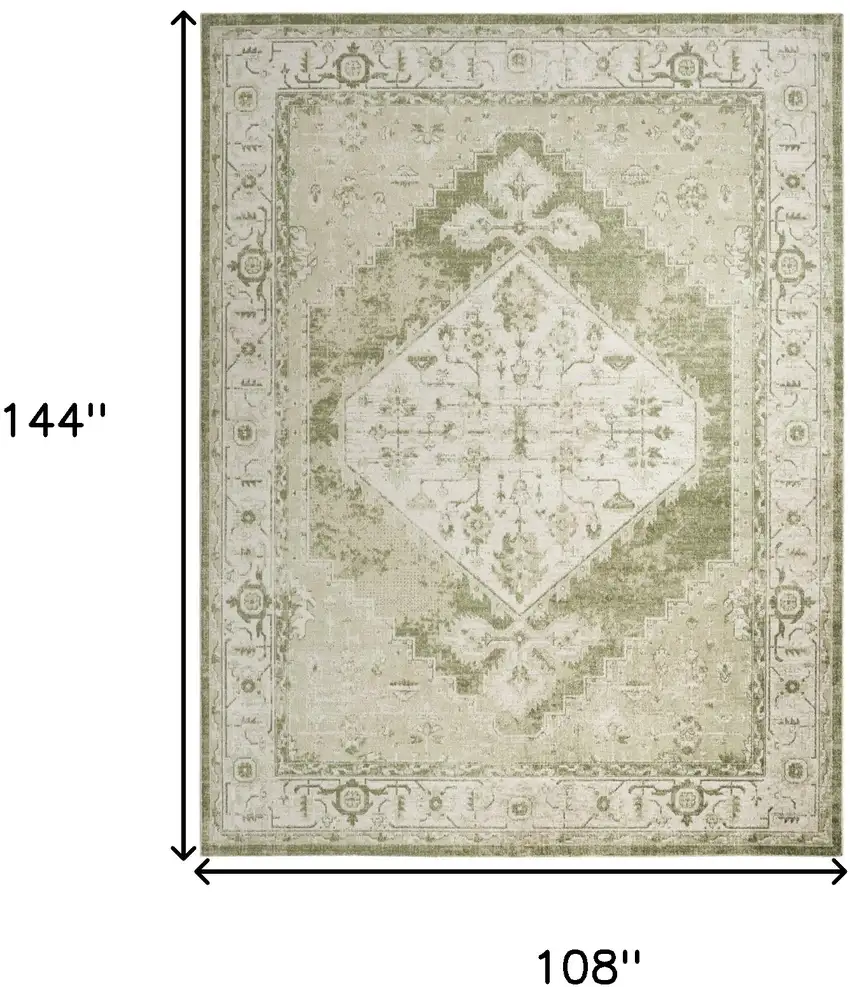 Sage And Ivory Floral Distressed Area Rug Photo 3