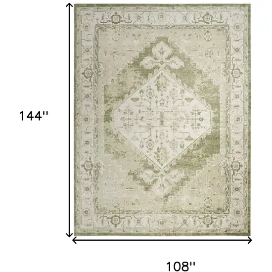Sage And Ivory Floral Distressed Area Rug Photo 3