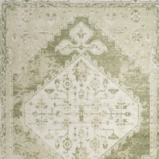 Sage And Ivory Floral Distressed Area Rug Photo 7