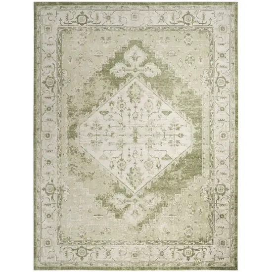 Sage And Ivory Floral Distressed Area Rug Photo 6