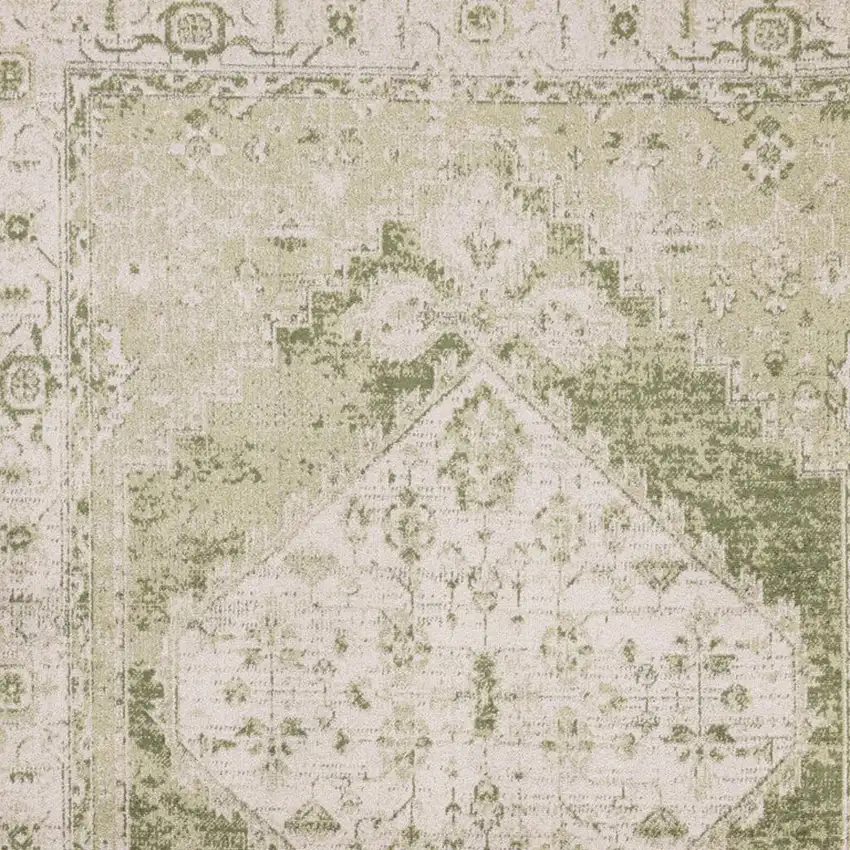 Sage And Ivory Floral Distressed Area Rug Photo 3