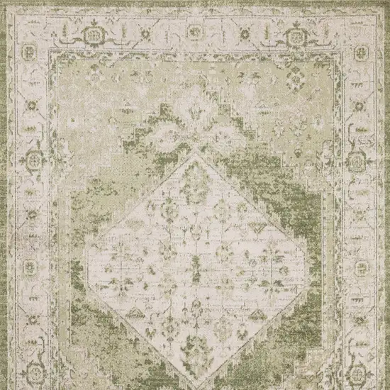 Sage And Ivory Floral Distressed Area Rug Photo 7