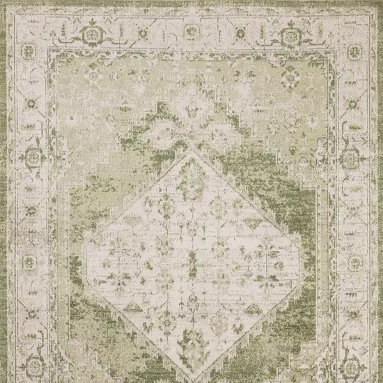 Sage And Ivory Floral Distressed Area Rug Photo 4