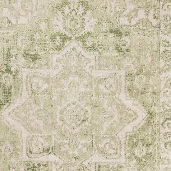 Sage And Ivory Floral Medallion Area Rug Photo 8