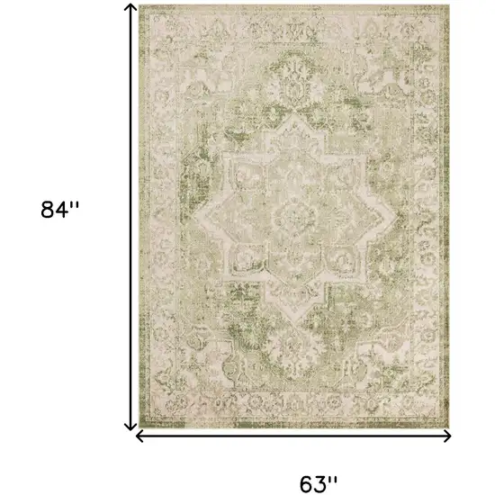 Sage And Ivory Floral Medallion Area Rug Photo 3