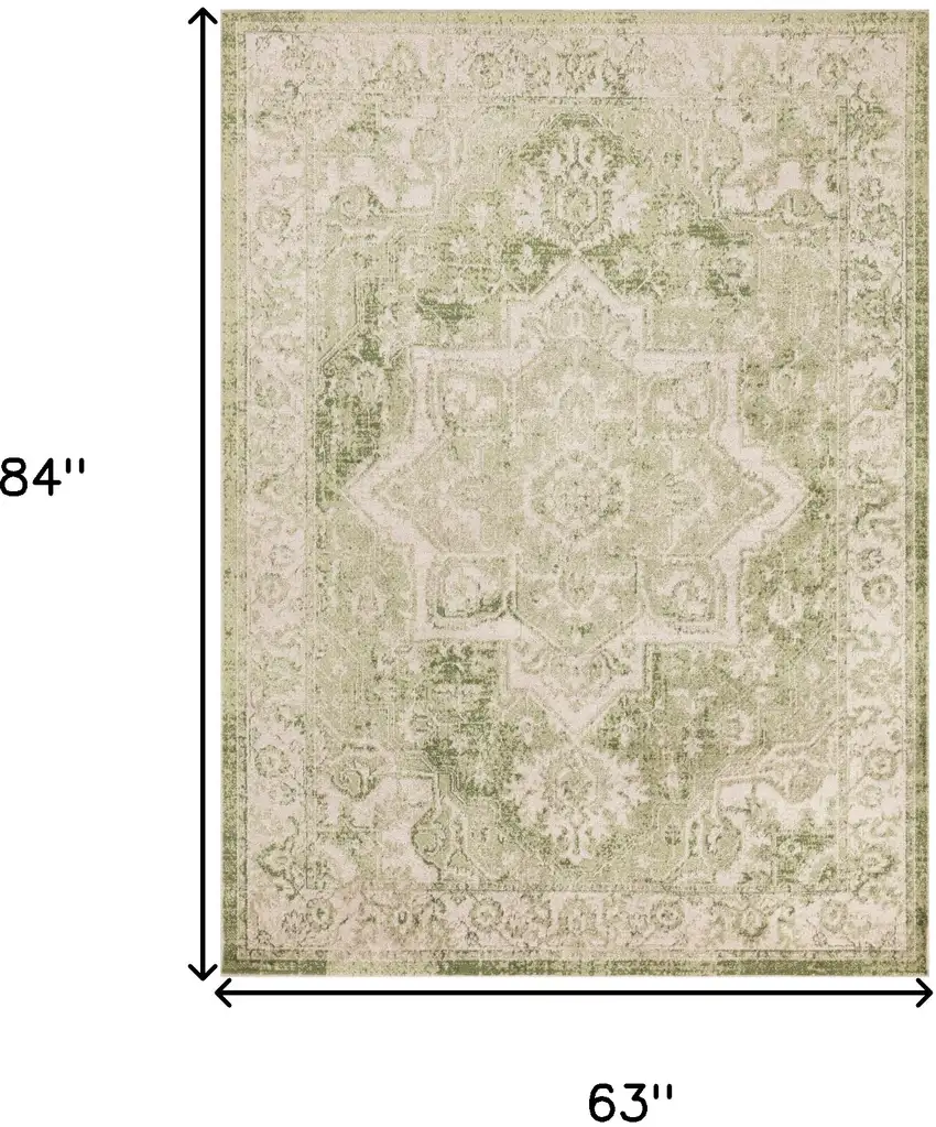 Sage And Ivory Floral Medallion Area Rug Photo 3