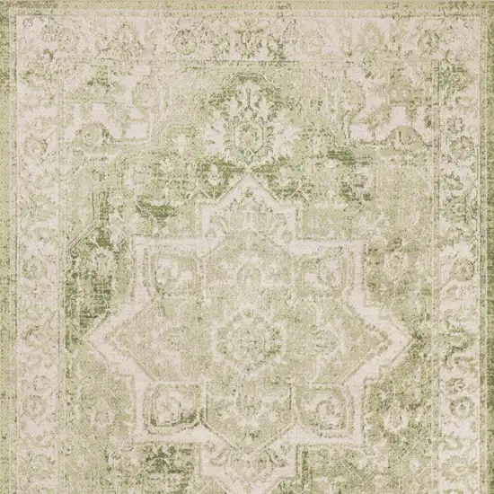 Sage And Ivory Floral Medallion Area Rug Photo 9