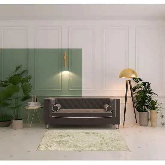 Sage And Ivory Floral Medallion Area Rug Photo 1