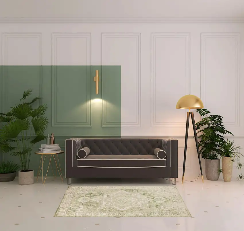 Sage And Ivory Floral Medallion Area Rug Photo 1