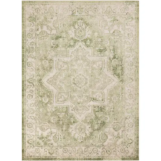 Sage And Ivory Floral Medallion Area Rug Photo 7