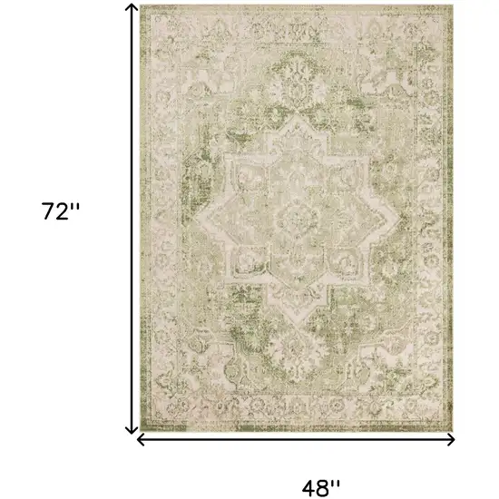 Sage And Ivory Floral Medallion Area Rug Photo 3