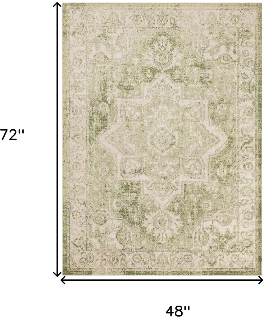 Sage And Ivory Floral Medallion Area Rug Photo 3