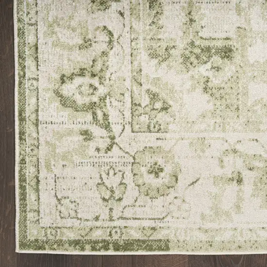 Sage And Ivory Floral Medallion Area Rug Photo 9
