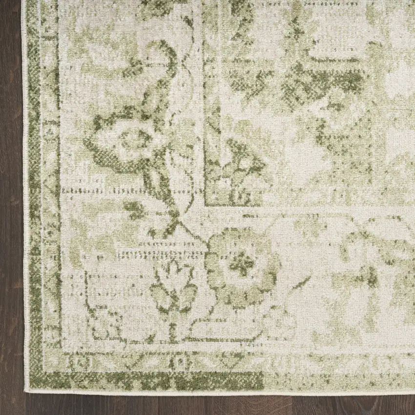 Sage And Ivory Floral Medallion Area Rug Photo 9
