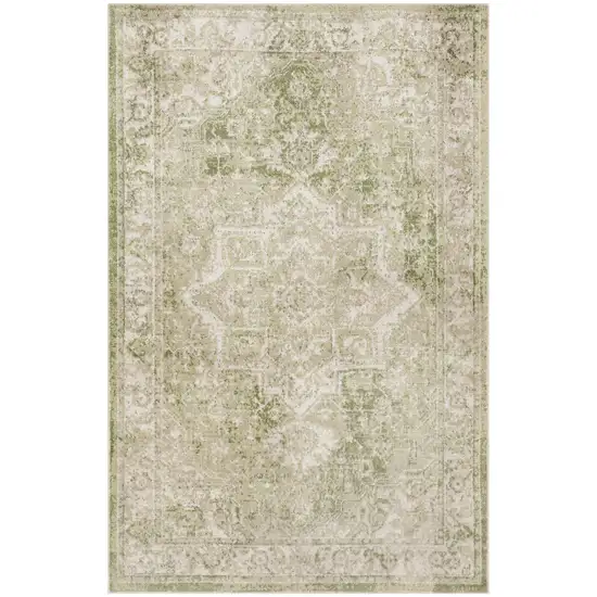 Sage And Ivory Floral Medallion Area Rug Photo 6