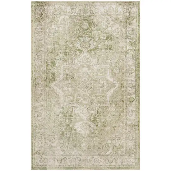 Sage And Ivory Floral Medallion Area Rug Photo 2