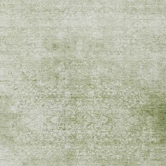 Sage And Ivory Floral Medallion Washable Indoor Outdoor Area Rug Photo 4