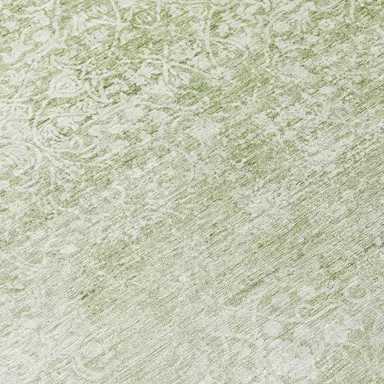 Sage And Ivory Floral Medallion Washable Indoor Outdoor Area Rug Photo 8