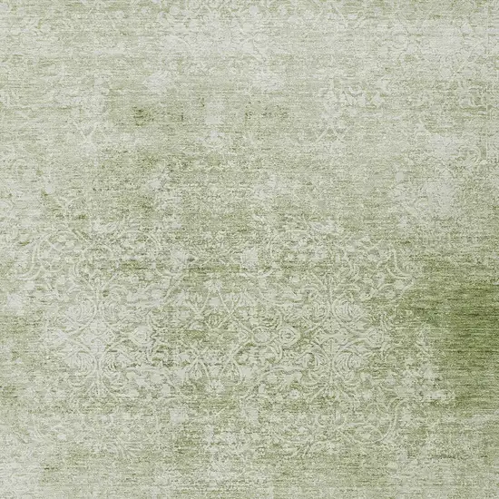 Sage And Ivory Floral Medallion Washable Indoor Outdoor Area Rug Photo 6