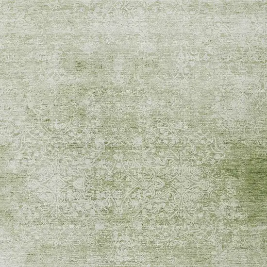 Sage And Ivory Floral Medallion Washable Indoor Outdoor Area Rug Photo 4