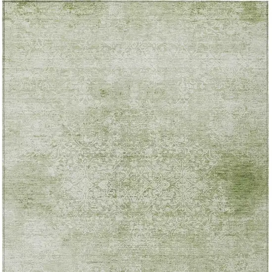 Sage And Ivory Floral Medallion Washable Indoor Outdoor Area Rug Photo 4