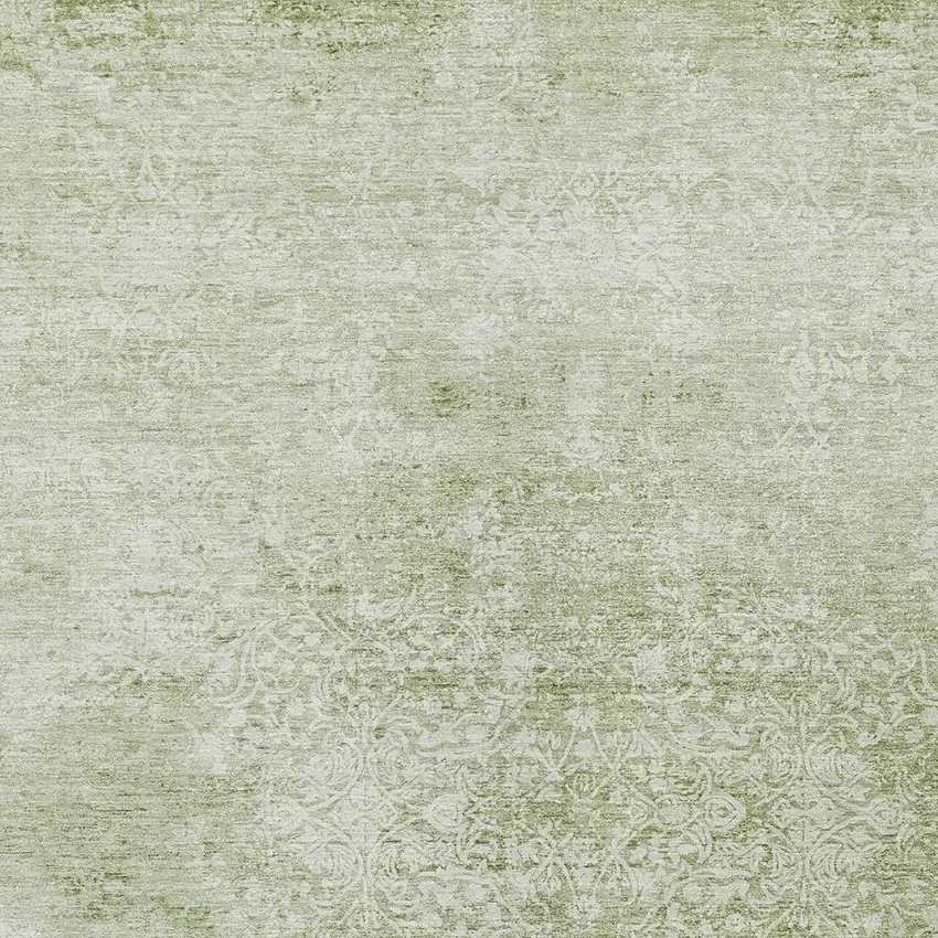 Sage And Ivory Floral Medallion Washable Indoor Outdoor Area Rug Photo 6