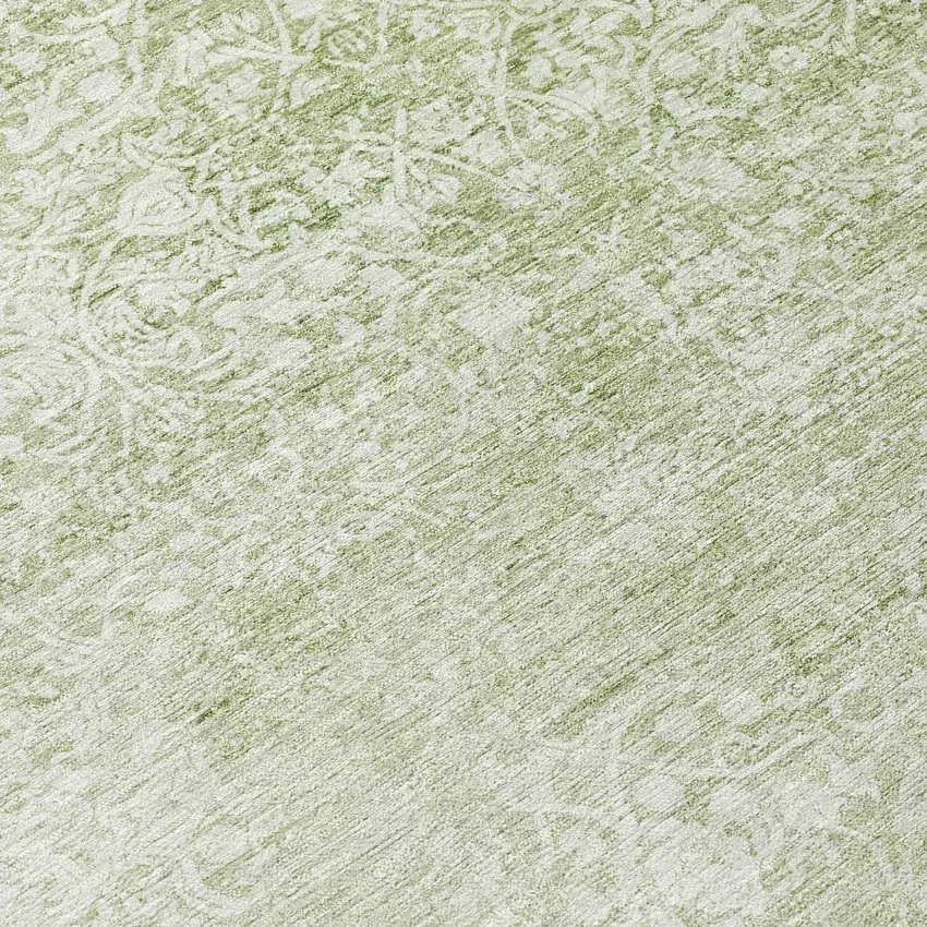Sage And Ivory Floral Medallion Washable Indoor Outdoor Area Rug Photo 8