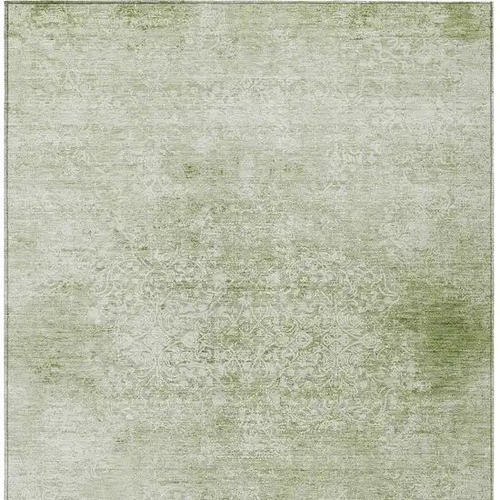 Sage And Ivory Floral Medallion Washable Indoor Outdoor Area Rug Photo 6