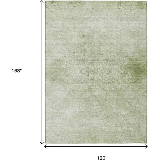 Sage And Ivory Floral Medallion Washable Indoor Outdoor Area Rug Photo 9