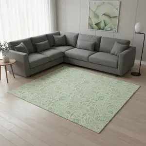 Photo of Sage And Ivory Floral Washable Area Rug With UV Protection