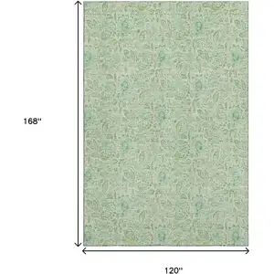 Photo of Sage And Ivory Floral Washable Area Rug With UV Protection