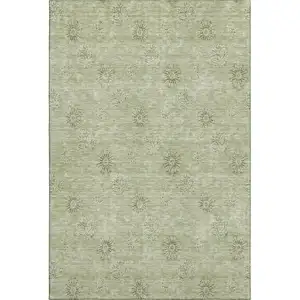 Photo of Sage And Ivory Floral Washable Area Rug With UV Protection