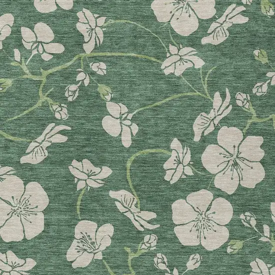 Sage And Ivory Floral Washable Indoor Outdoor Area Rug Photo 6