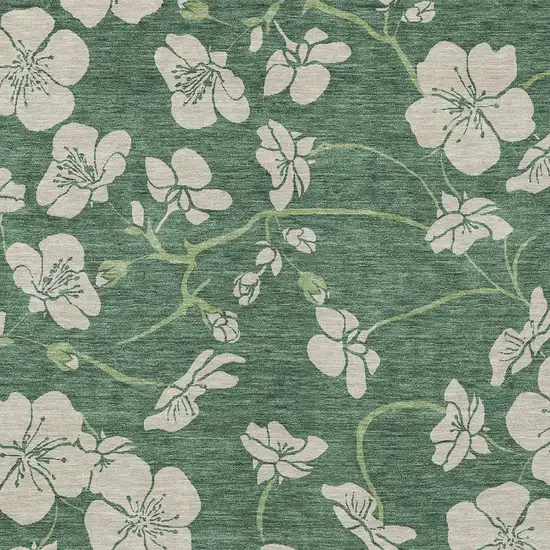 Sage And Ivory Floral Washable Indoor Outdoor Area Rug Photo 6