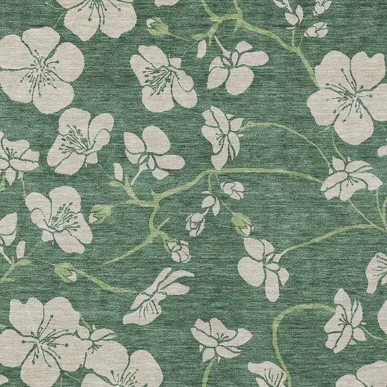 Sage And Ivory Floral Washable Indoor Outdoor Area Rug Photo 6
