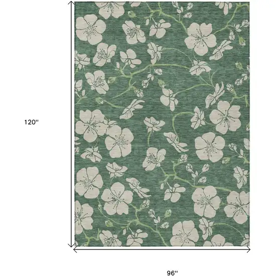 Sage And Ivory Floral Washable Indoor Outdoor Area Rug Photo 3