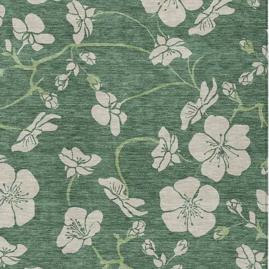 Sage And Ivory Floral Washable Indoor Outdoor Area Rug Photo 6