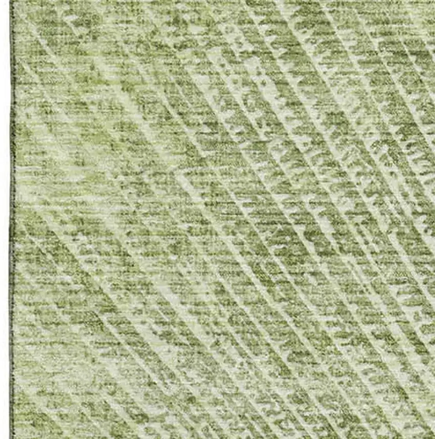 Sage And Ivory Geometric Washable Area Rug With UV Protection Photo 3