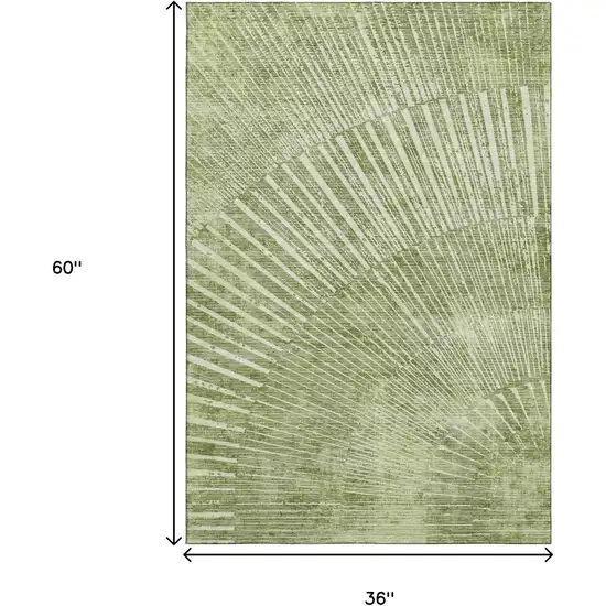 Sage And Ivory Geometric Washable Area Rug With UV Protection Photo 3