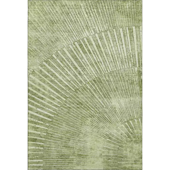 Sage And Ivory Geometric Washable Area Rug With UV Protection Photo 1