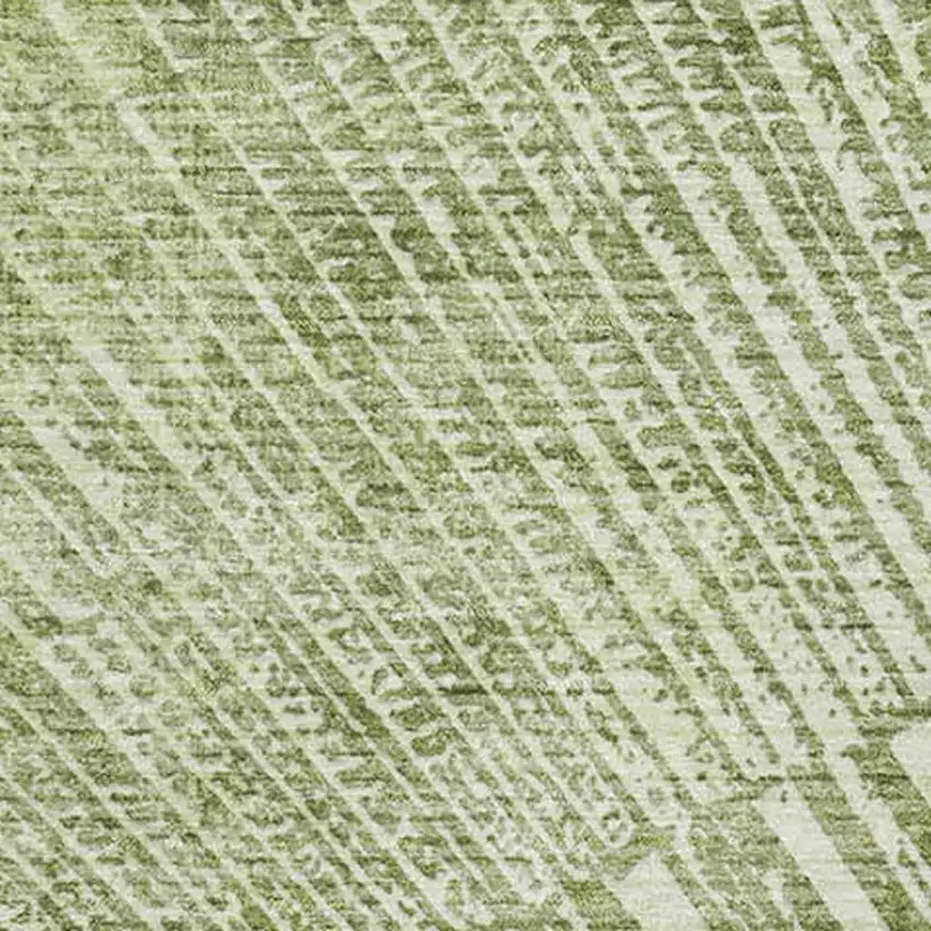 Sage And Ivory Geometric Washable Area Rug With UV Protection Photo 3