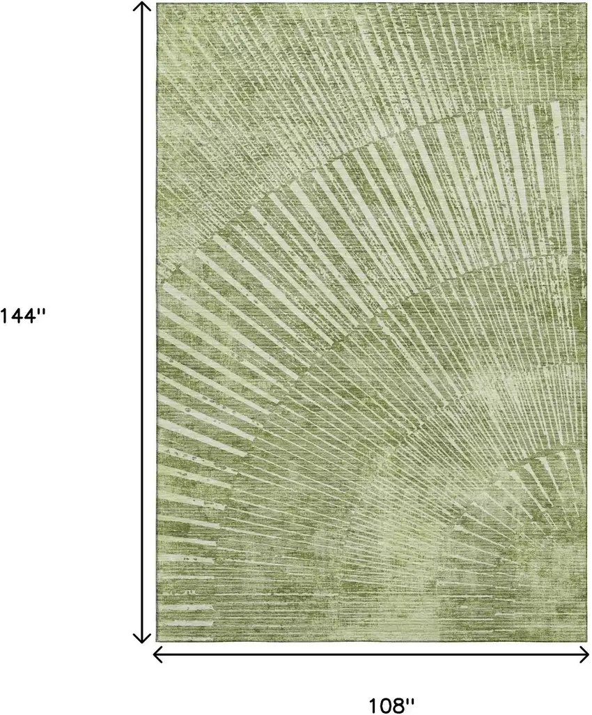 Sage And Ivory Geometric Washable Area Rug With UV Protection Photo 3