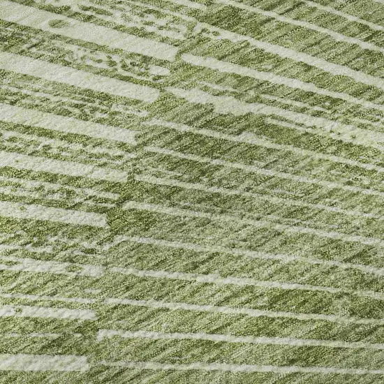 Sage And Ivory Geometric Washable Area Rug With UV Protection Photo 9