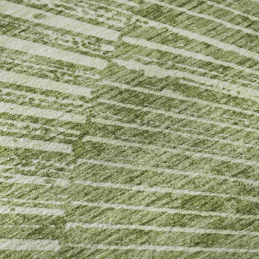 Sage And Ivory Geometric Washable Area Rug With UV Protection Photo 9