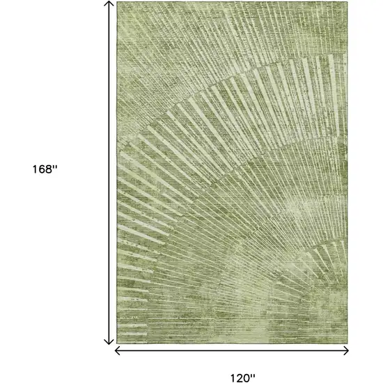 Sage And Ivory Geometric Washable Area Rug With UV Protection Photo 3