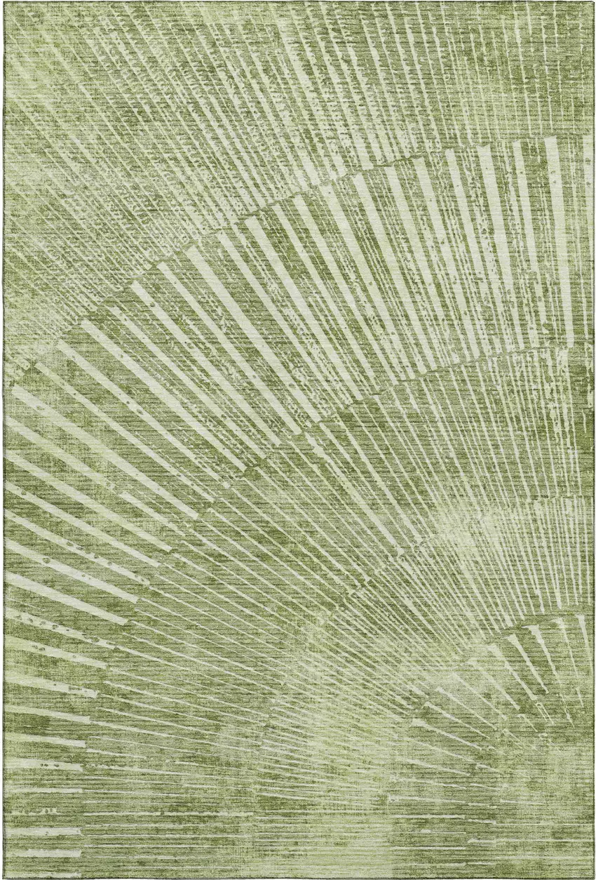 Sage And Ivory Geometric Washable Area Rug With UV Protection Photo 1