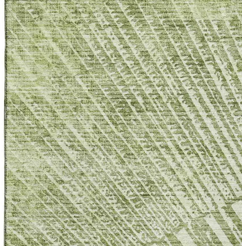 Sage And Ivory Geometric Washable Area Rug With UV Protection Photo 4