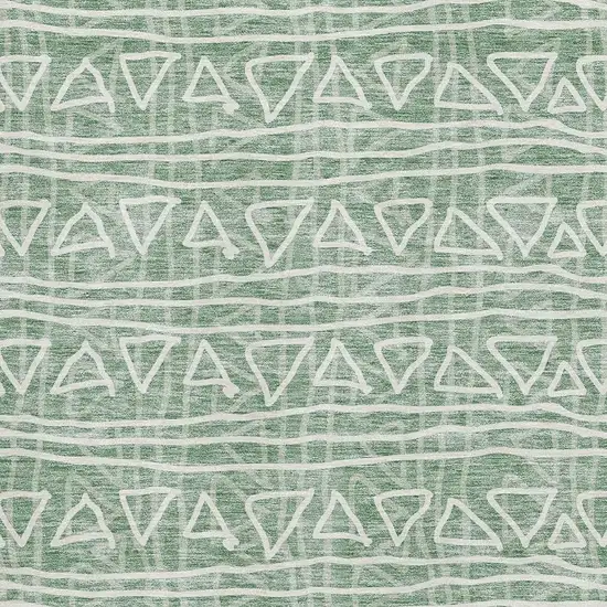 Sage And Ivory Geometric Washable Area Rug With UV Protection Photo 3