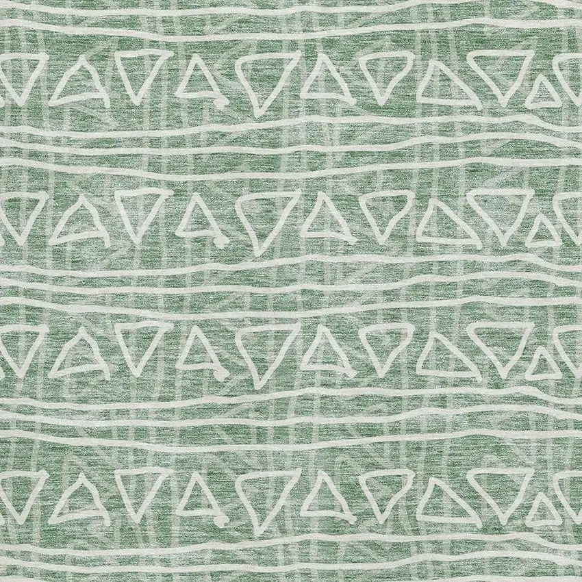 Sage And Ivory Geometric Washable Area Rug With UV Protection Photo 3