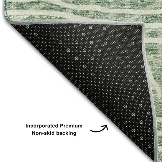 Sage And Ivory Geometric Washable Area Rug With UV Protection Photo 7